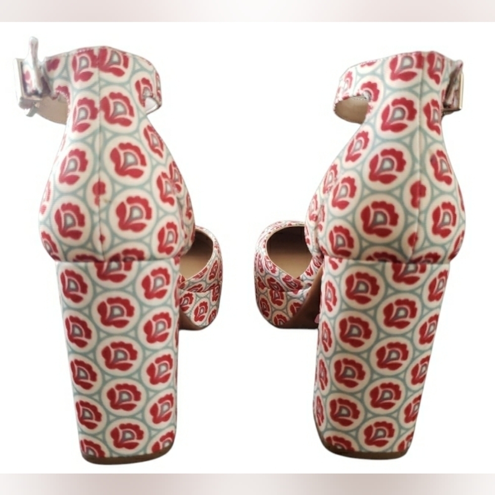 Glam Pinup 9 Kentucky Derby Retro Flower Power Platform Ankle Strap Shoe New - Picture 5 of 5